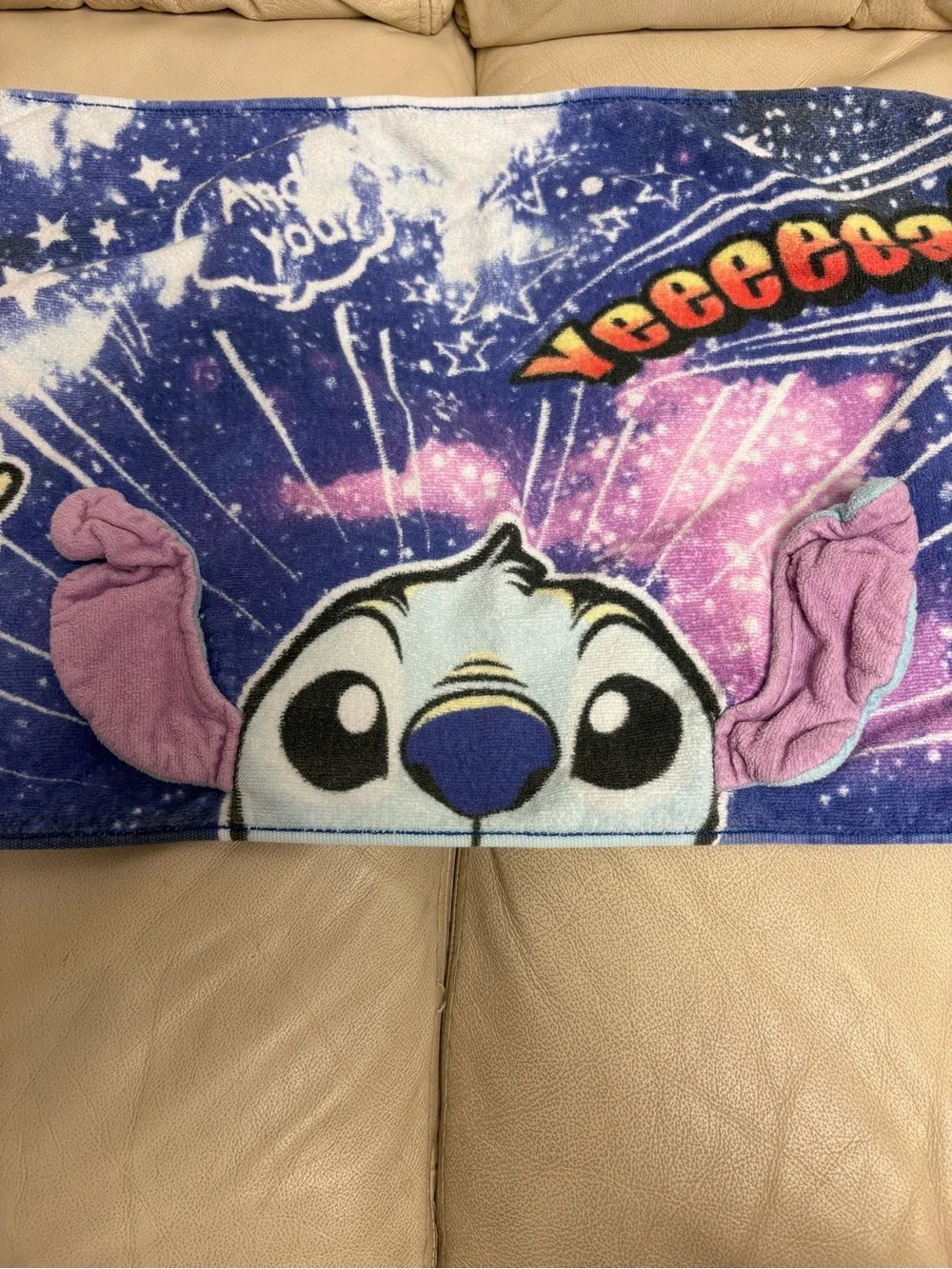 TDR Stitch & Angel Galaxy Hand Towel Blue Purple Tokyo Disneyland